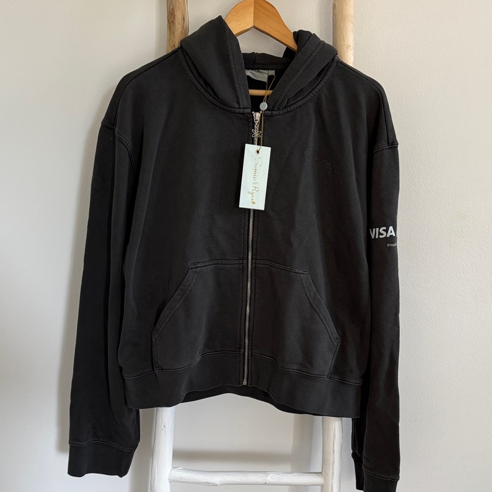 Samii Ryan Black Stone Wash Zip-Up Hoodie NWT